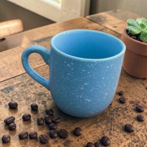 coffee cup, set of 6 , blue speckled design