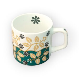 tea cup [ 48 pieces ] box , green nature ,glossy white glaze